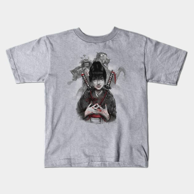 Samurai Masashige Pupil Kids T-Shirt by BrunoMota